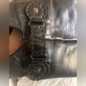 Frye Black Leather Boots with Tan Sole